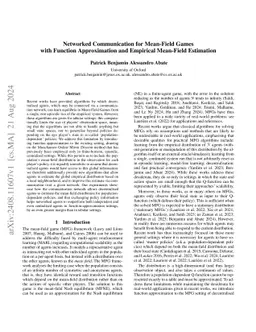 Networked Communication for Mean-Field Games with Function Approximation and Empirical Mean-Field Estimation