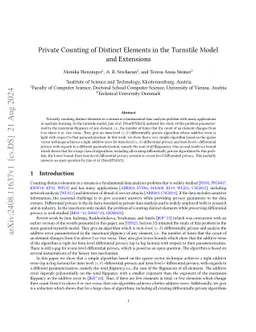 Private Counting of Distinct Elements in the Turnstile Model and
  Extensions