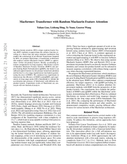 Macformer: Transformer with Random Maclaurin Feature Attention