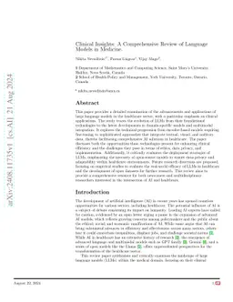 Clinical Insights: A Comprehensive Review of Language Models in Medicine