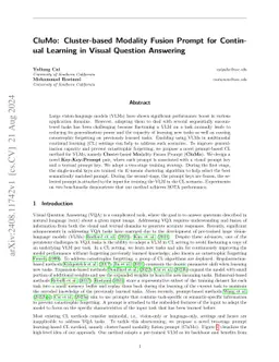 CluMo: Cluster-based Modality Fusion Prompt for Continual Learning in
  Visual Question Answering