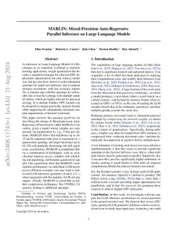 MARLIN: Mixed-Precision Auto-Regressive Parallel Inference on Large
  Language Models
