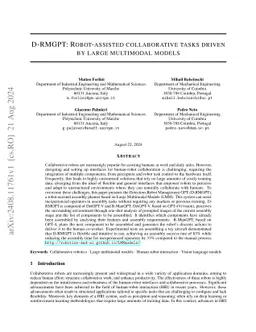 D-RMGPT: Robot-assisted collaborative tasks driven by large multimodal
  models