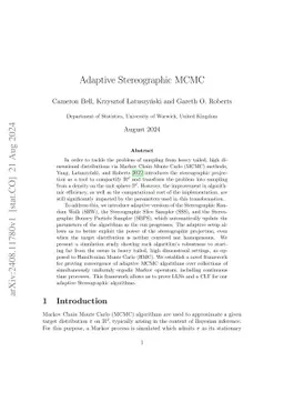 Adaptive Stereographic MCMC