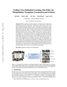 Scaling Cross-Embodied Learning: One Policy for Manipulation,
  Navigation, Locomotion and Aviation