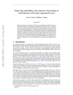 Improving embedding with contrastive fine-tuning on small datasets with
  expert-augmented scores