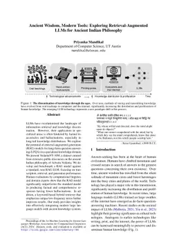 Ancient Wisdom, Modern Tools: Exploring Retrieval-Augmented LLMs for
  Ancient Indian Philosophy