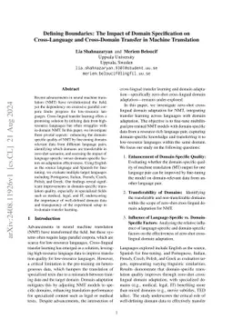 Defining Boundaries: The Impact of Domain Specification on
  Cross-Language and Cross-Domain Transfer in Machine Translation