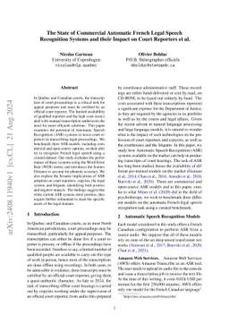 The State of Commercial Automatic French Legal Speech Recognition
  Systems and their Impact on Court Reporters et al
