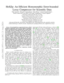 HoSZp: An Efficient Homomorphic Error-bounded Lossy Compressor for
  Scientific Data