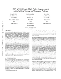 CSPI-MT: Calibrated Safe Policy Improvement with Multiple Testing for
  Threshold Policies
