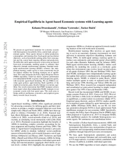 Empirical Equilibria in Agent-based Economic systems with Learning
  agents