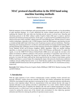 MAC protocol classification in the ISM band using machine learning
  methods