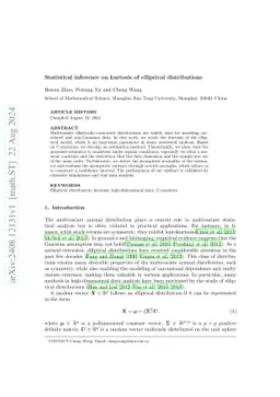 Statistical inference on kurtosis of elliptical distributions
