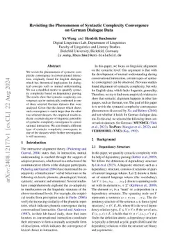 Revisiting the Phenomenon of Syntactic Complexity Convergence on German
  Dialogue Data