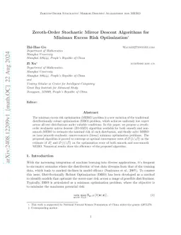 Zeroth-Order Stochastic Mirror Descent Algorithms for Minimax Excess
  Risk Optimization