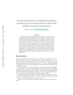 Geometrical structures of digital fluctuations in parameter space of
  neural networks trained with adaptive momentum optimization