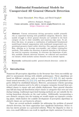 Multimodal Foundational Models for Unsupervised 3D General Obstacle
  Detection