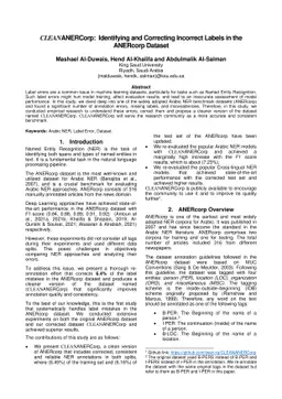 CLEANANERCorp: Identifying and Correcting Incorrect Labels in the ANERcorp Dataset