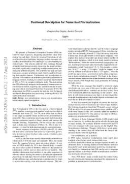 Positional Description for Numerical Normalization