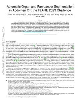 Automatic Organ and Pan-cancer Segmentation in Abdomen CT: the FLARE
  2023 Challenge