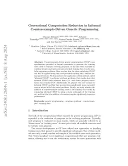 Generational Computation Reduction in Informal Counterexample-Driven
  Genetic Programming