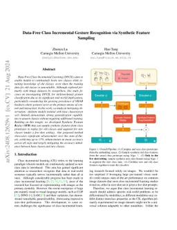 Continual Gesture Learning without Data via Synthetic Feature Sampling