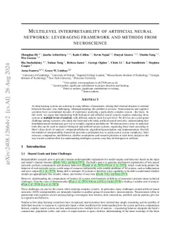 Multilevel Interpretability Of Artificial Neural Networks: Leveraging
  Framework And Methods From Neuroscience