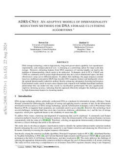 ADRS-CNet: An adaptive dimensionality reduction selection and
  classification network for DNA storage clustering algorithms
