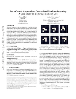 Data-Centric Approach to Constrained Machine Learning: A Case Study on
  Conway's Game of Life