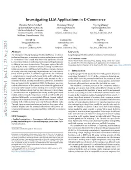 Investigating LLM Applications in E-Commerce