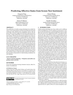 Predicting Affective States from Screen Text Sentiment