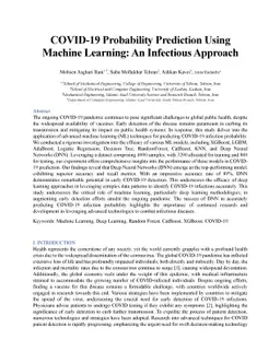COVID-19 Probability Prediction Using Machine Learning: An Infectious
  Approach