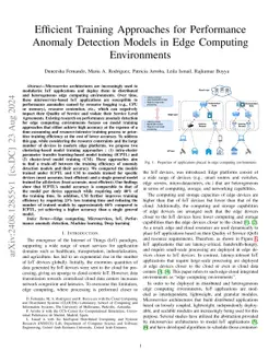 Efficient Training Approaches for Performance Anomaly Detection Models
  in Edge Computing Environments