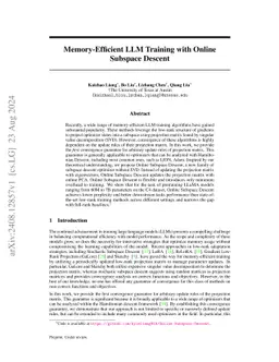 Memory-Efficient LLM Training with Online Subspace Descent