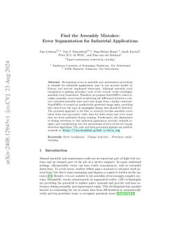 Find the Assembly Mistakes: Error Segmentation for Industrial
  Applications