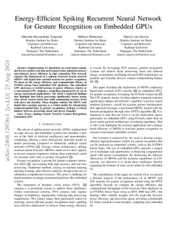 Energy-Efficient Spiking Recurrent Neural Network for Gesture
  Recognition on Embedded GPUs