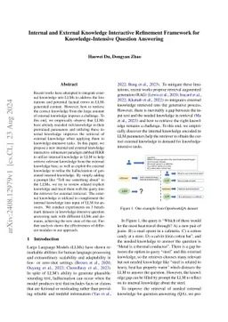 Internal and External Knowledge Interactive Refinement Framework for
  Knowledge-Intensive Question Answering