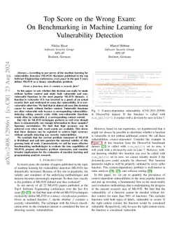 Top Score on the Wrong Exam: On Benchmarking in Machine Learning for Vulnerability Detection