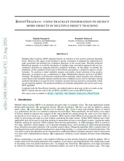 BoostTrack++: using tracklet information to detect more objects in multiple object tracking