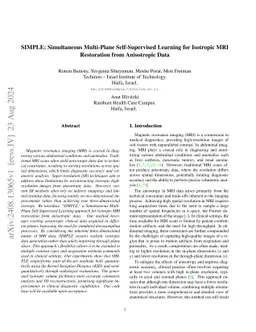 SIMPLE: Simultaneous Multi-Plane Self-Supervised Learning for Isotropic MRI Restoration from Anisotropic Data
