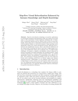 Map-Free Visual Relocalization Enhanced by Instance Knowledge and Depth
  Knowledge