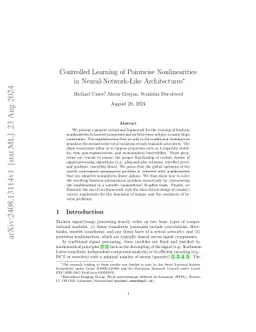 Controlled Learning of Pointwise Nonlinearities in Neural-Network-Like Architectures