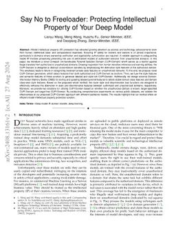 Say No to Freeloader: Protecting Intellectual Property of Your Deep
  Model