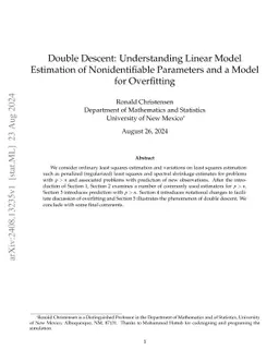Double Descent: Understanding Linear Model Estimation of Nonidentifiable Parameters and a Model for Overfitting