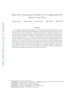 Multi-Layer Transformers Gradient Can be Approximated in Almost Linear
  Time