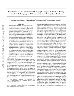 Foundational Model for Electron Micrograph Analysis: Instruction-Tuning
  Small-Scale Language-and-Vision Assistant for Enterprise Adoption