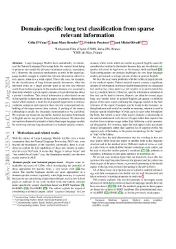 Domain-specific long text classification from sparse relevant
  information
