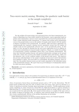 Non-convex matrix sensing: Breaking the quadratic rank barrier in the sample complexity