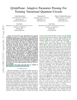 QAdaPrune: Adaptive Parameter Pruning For Training Variational Quantum
  Circuits